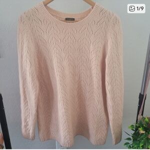 Super Soft Light Peach Pink Pointelle Sweater. Talbots Size X.